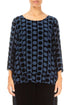 Layered Devoré Bubble Lines Royal Blue Silk Velvet Blouse 1
