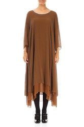 Layered Dotty Aged Copper Silk Dress 1