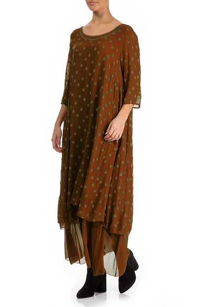 Layered Dotty Aged Copper Silk Dress 3