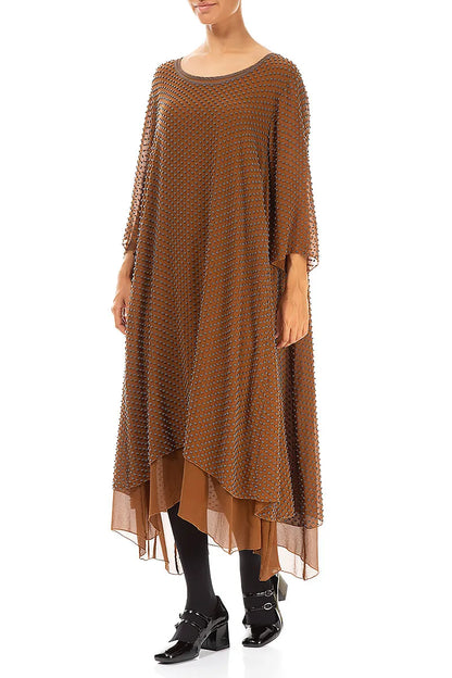 Layered Dotty Aged Copper Silk Dress 3