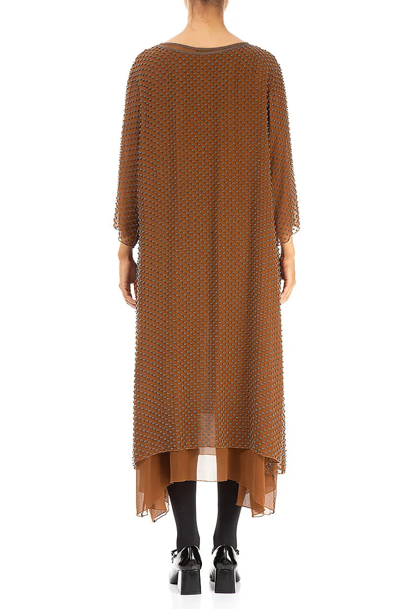 Layered Dotty Aged Copper Silk Dress 2