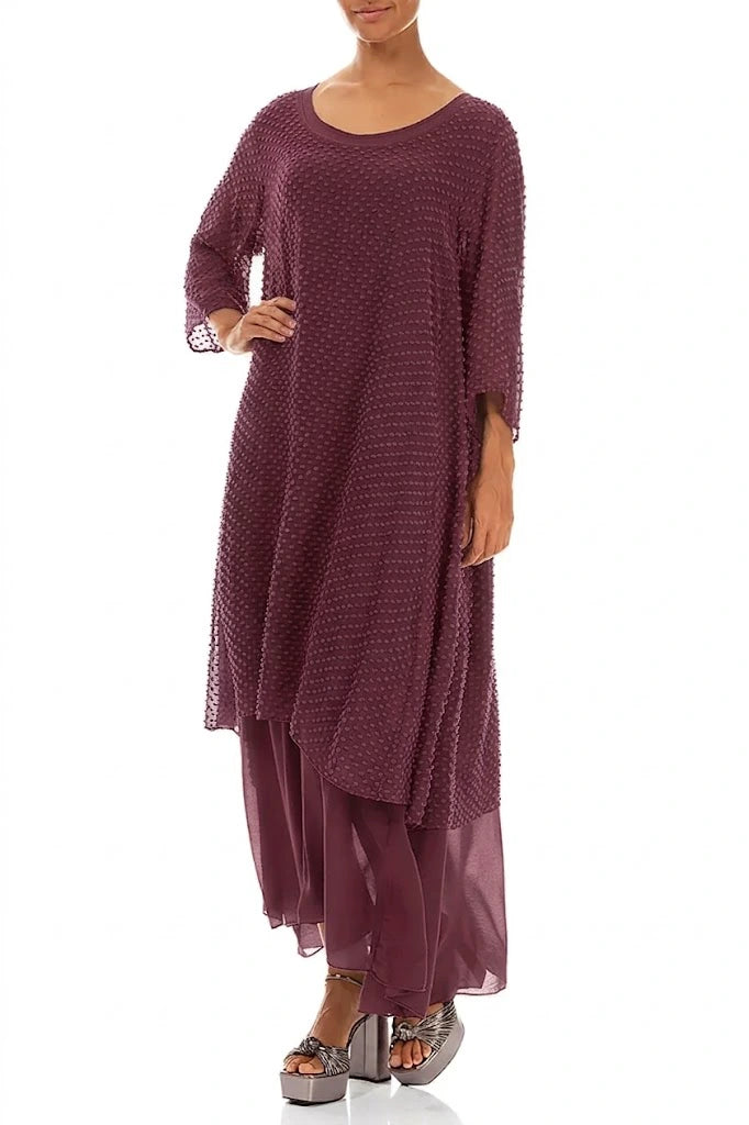Layered Dotty Antique Ruby Silk Dress 4