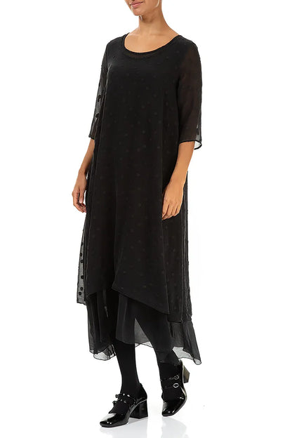 Layered Dotty Black Silk Dress 3