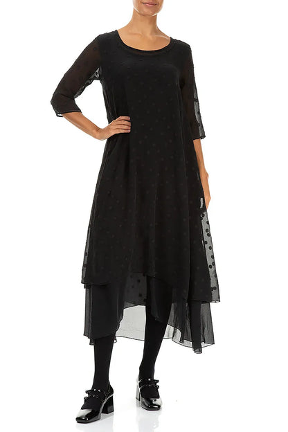 Layered Dotty Black Silk Dress 4