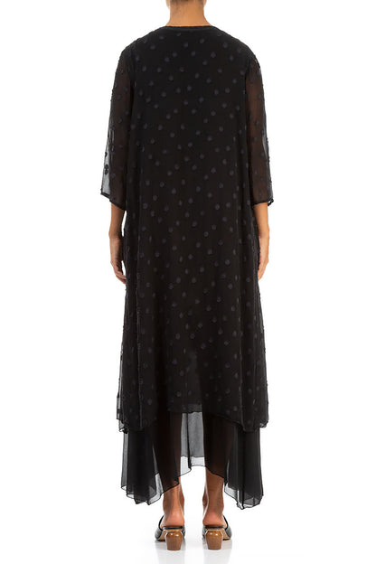 Layered Dotty Black Silk Dress 2