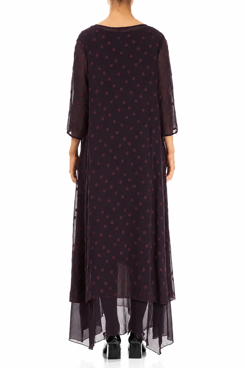 Layered Dotty Deep Plum Silk Dress 2