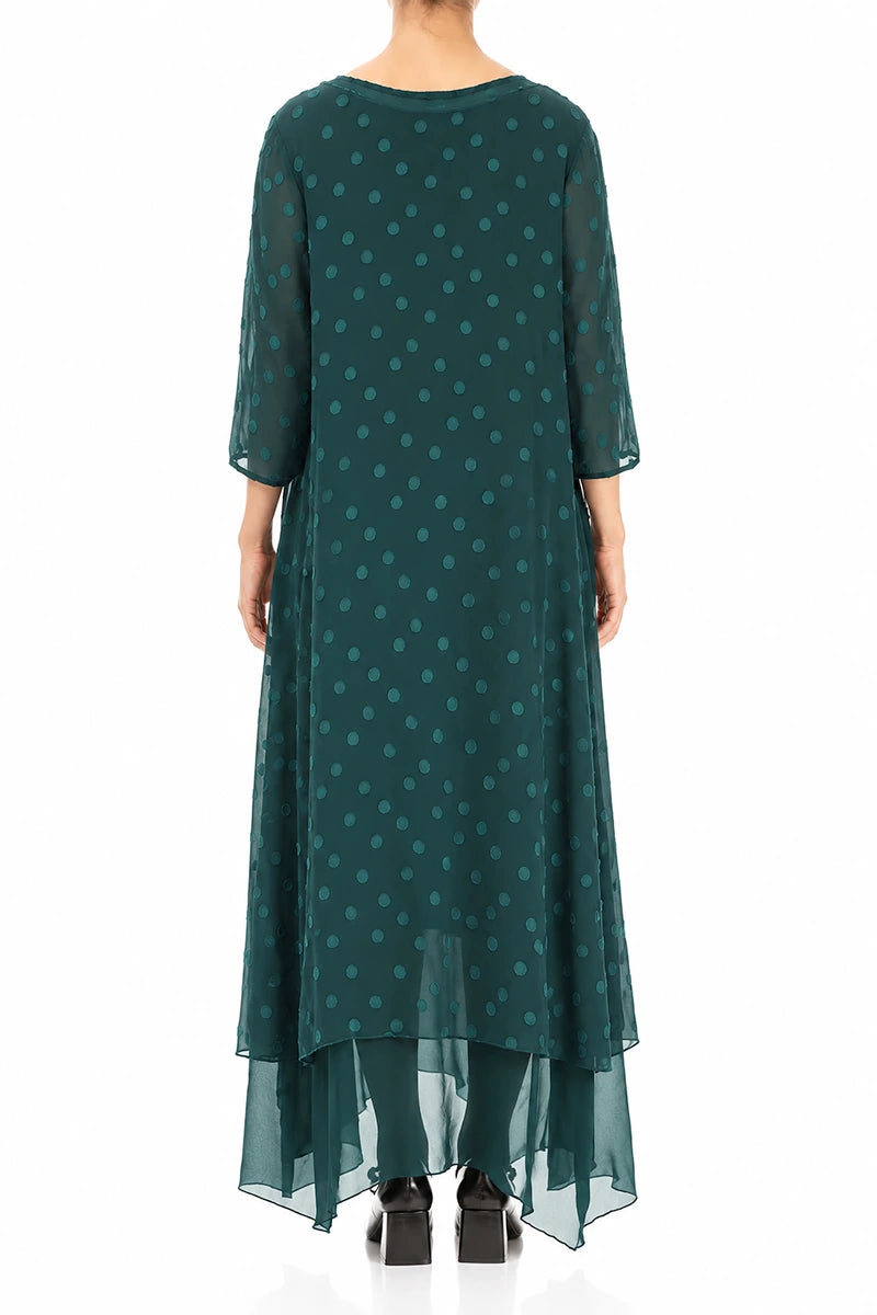 Layered Dotty Deep Turquoise Silk Dress