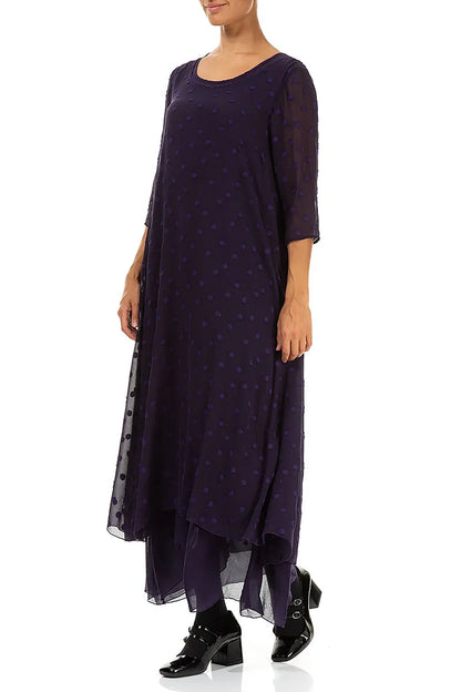 Layered Dotty Royal Purple Silk Dress 3