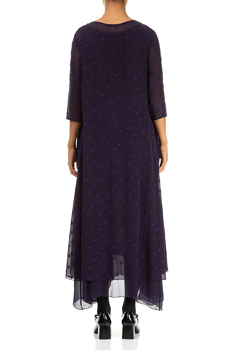 Layered Dotty Royal Purple Silk Dress 2