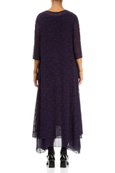 Layered Dotty Royal Purple Silk Dress 2