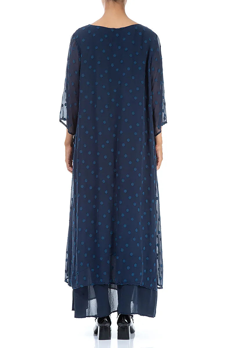 Layered Dotty Sapphire Silk Dress 2