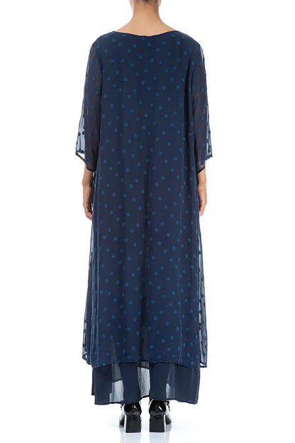 Layered Dotty Sapphire Silk Dress 2