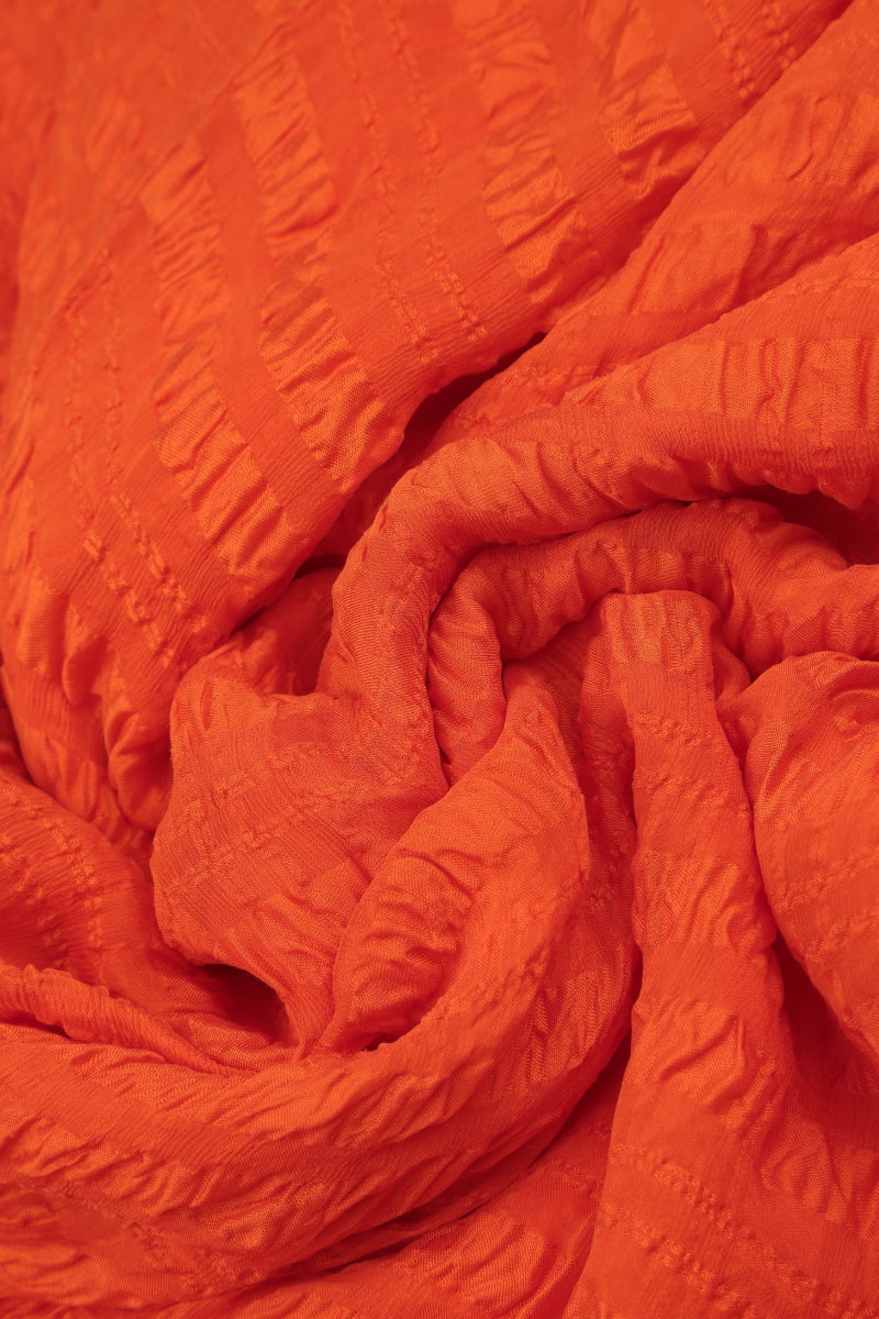 Layered Flame Orange Light Silk Blouse 5