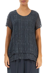 Layered Graphite Light Silk Blouse 1