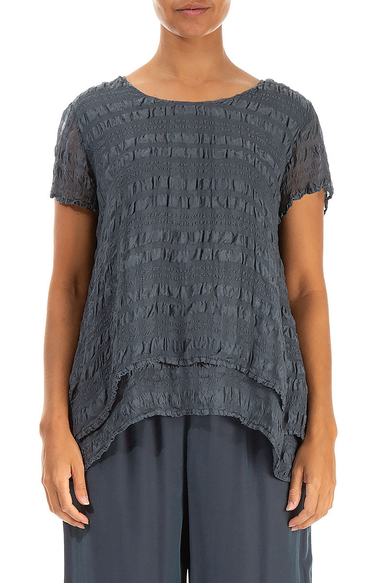Layered Graphite Light Silk Blouse 1