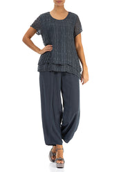 Layered Graphite Light Silk Blouse 4