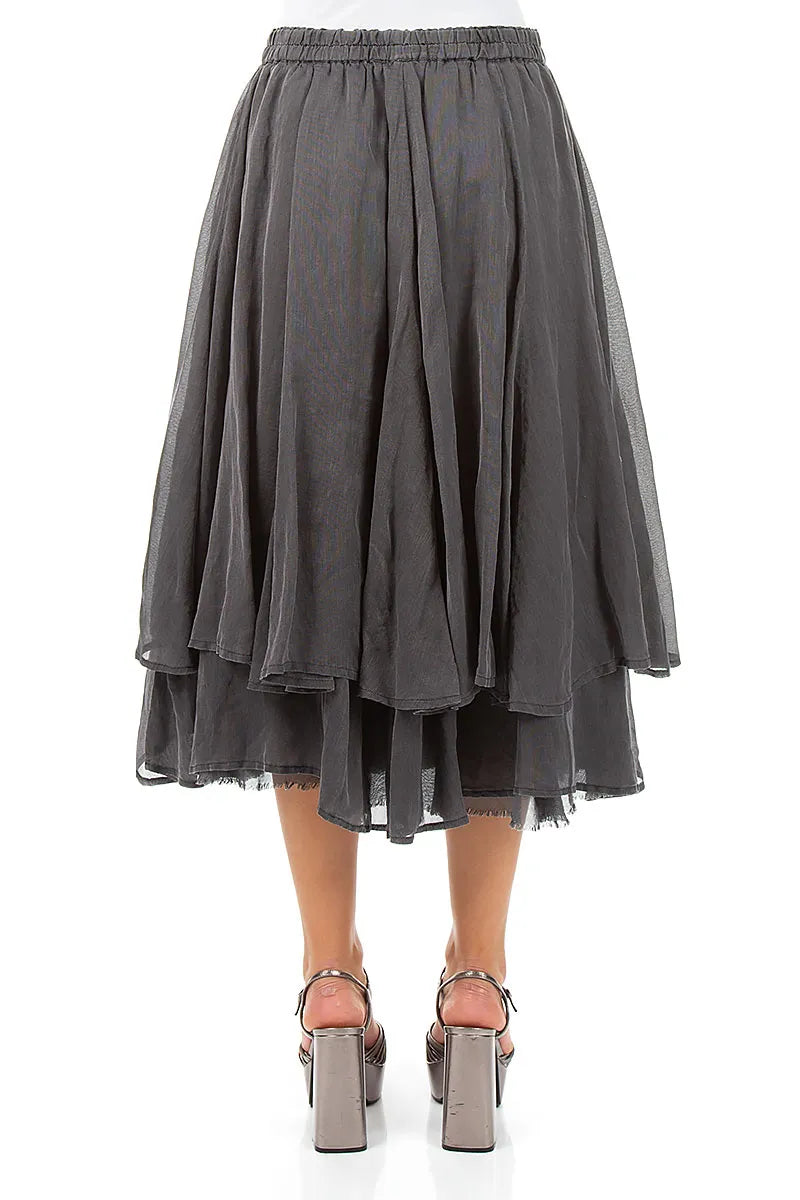 Layered Graphite Silk Cotton Skirt 2