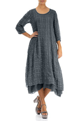 Layered Graphite Textured Light Silk Dress 4