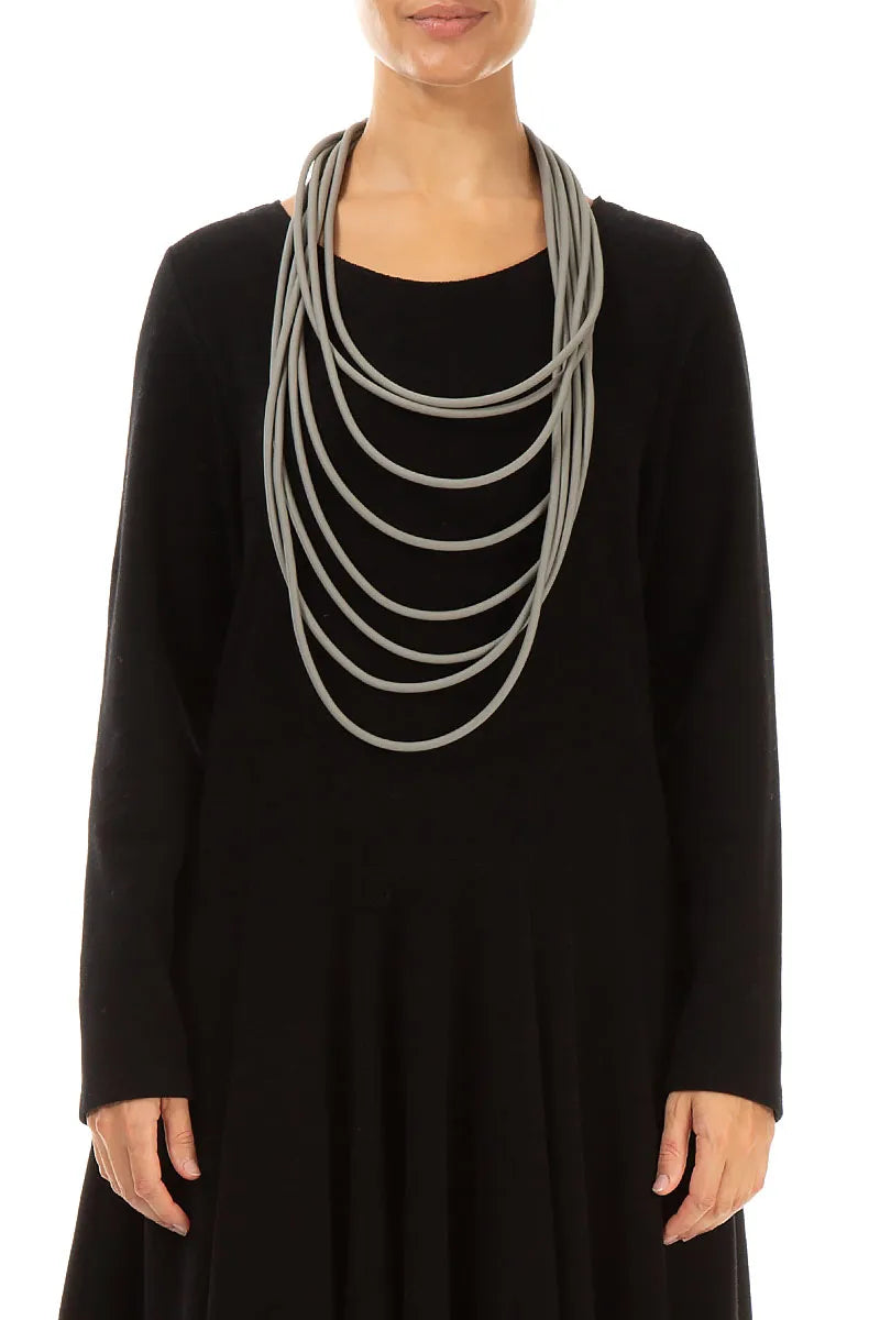 Layered Grey Rubber Necklace 1