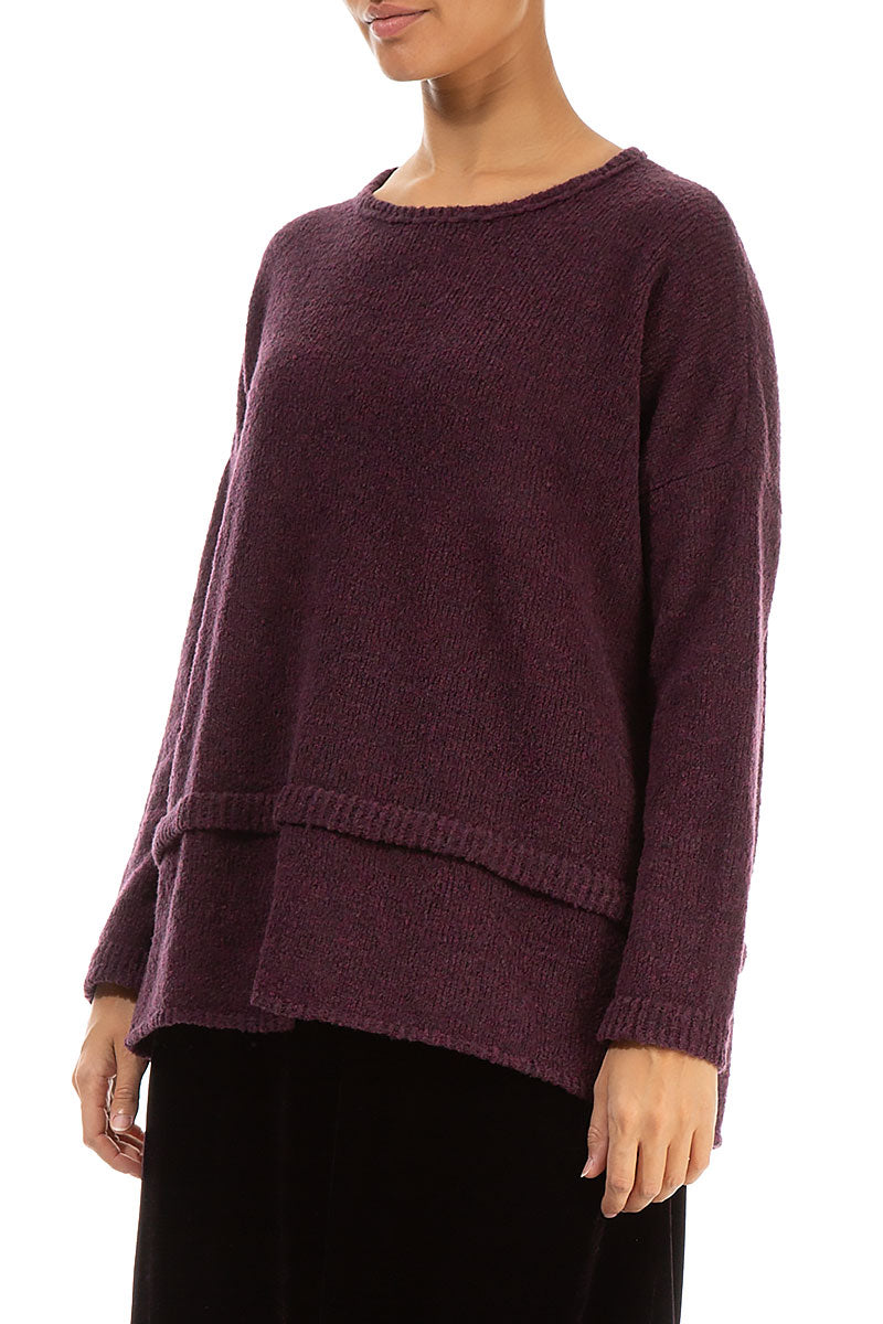 Layered Hem Mulberry Wool Sweater