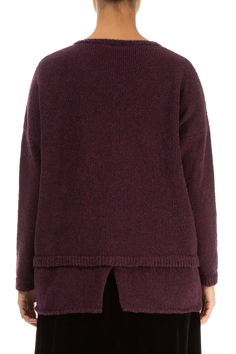 Layered Hem Mulberry Wool Sweater