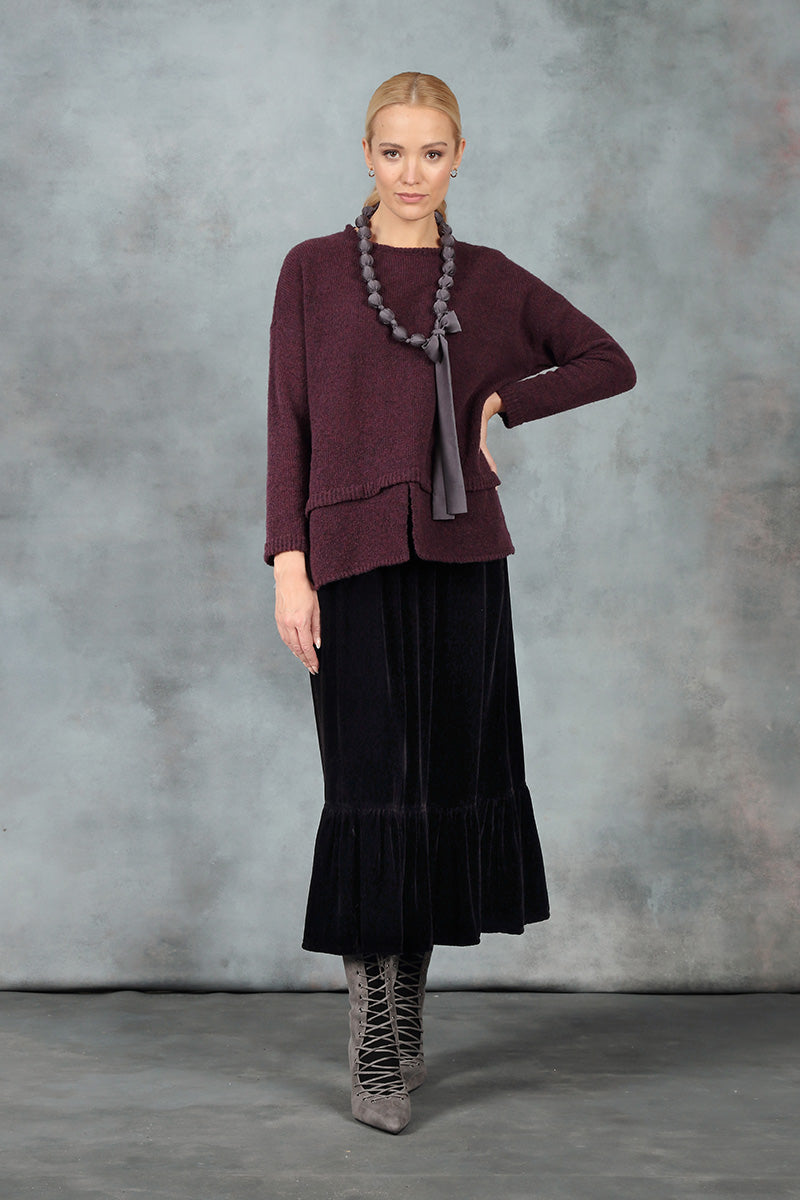 Layered Hem Mulberry Wool Sweater