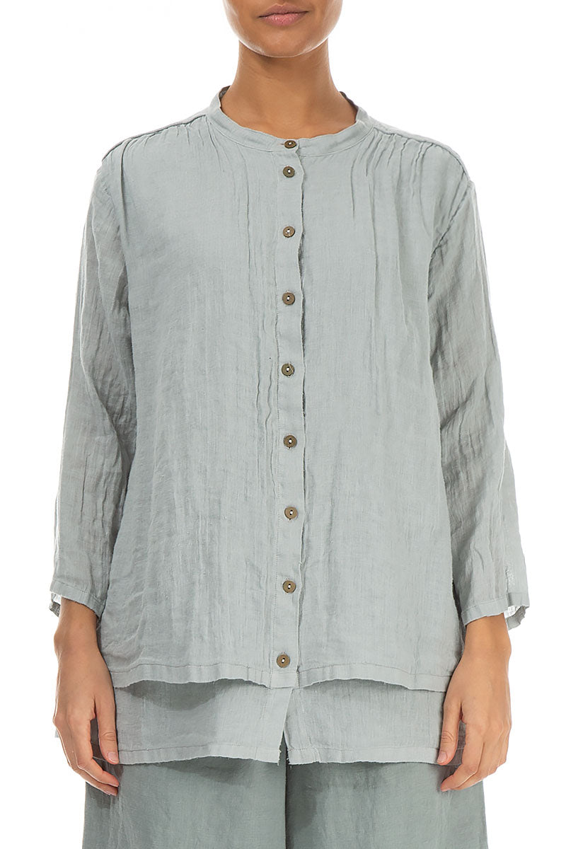 Layered Light Grey Gauze Linen Shirt 1