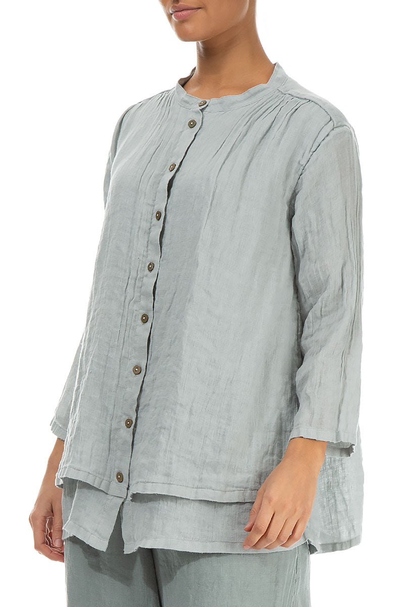 Layered Light Grey Gauze Linen Shirt 3