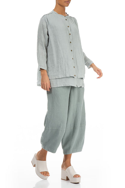 Layered Light Grey Gauze Linen Shirt 4