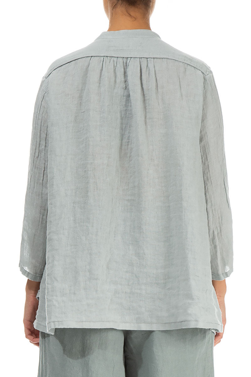 Layered Light Grey Gauze Linen Shirt 2