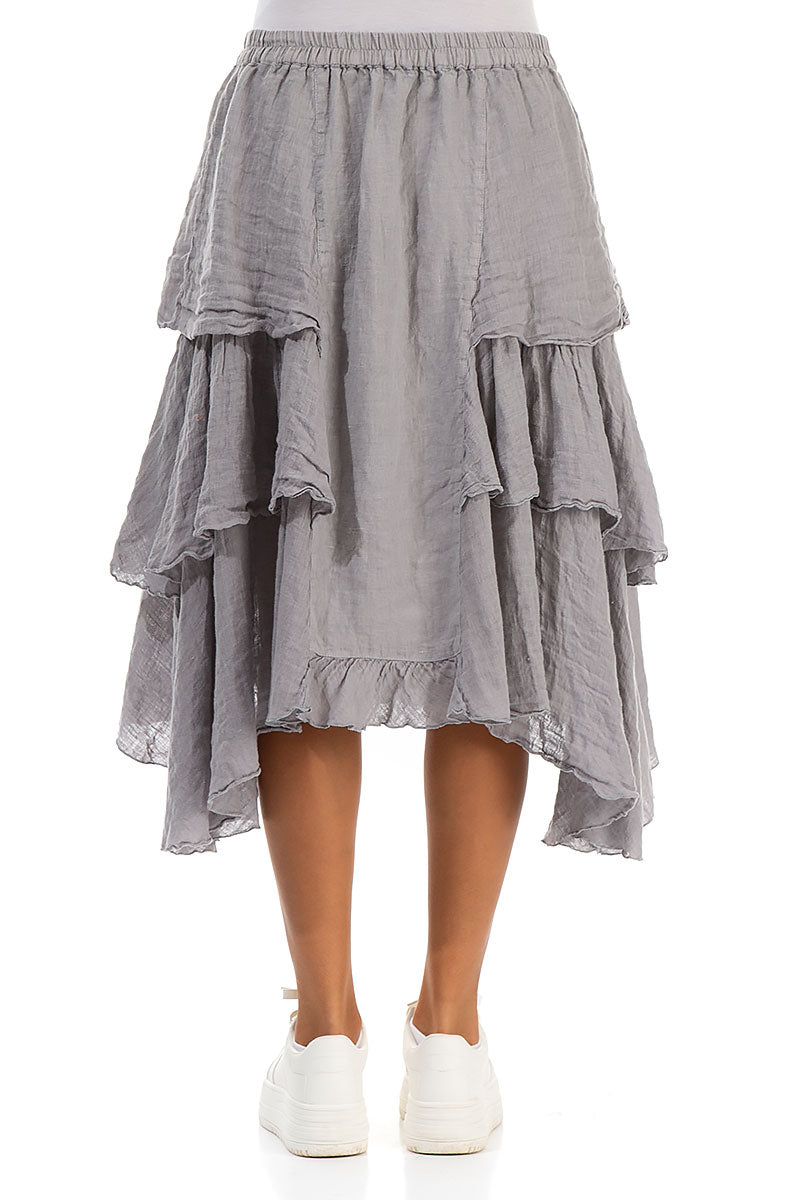 Layered Light Grey Linen Skirt