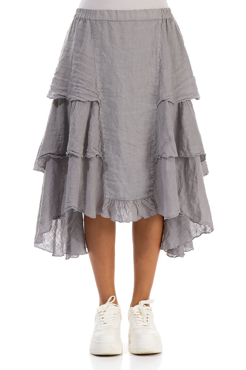 Layered Light Grey Linen Skirt