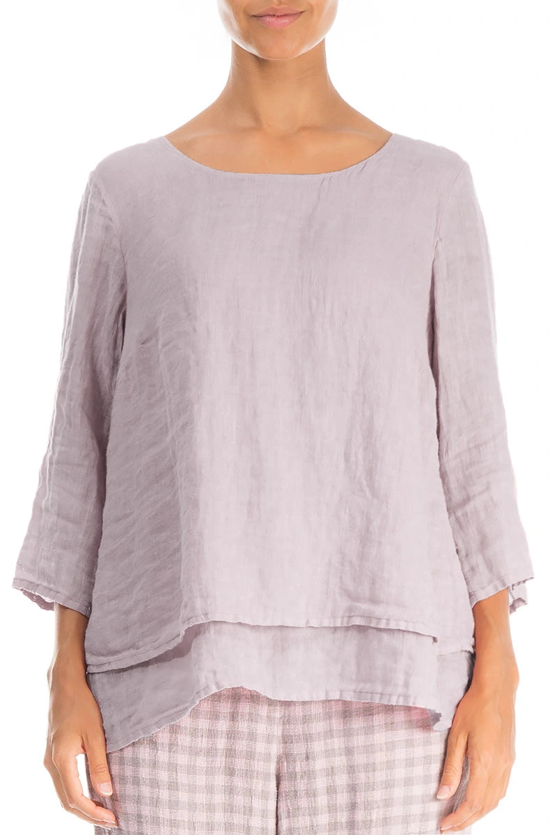 Layered Lilac Gauze Linen Blouse 1