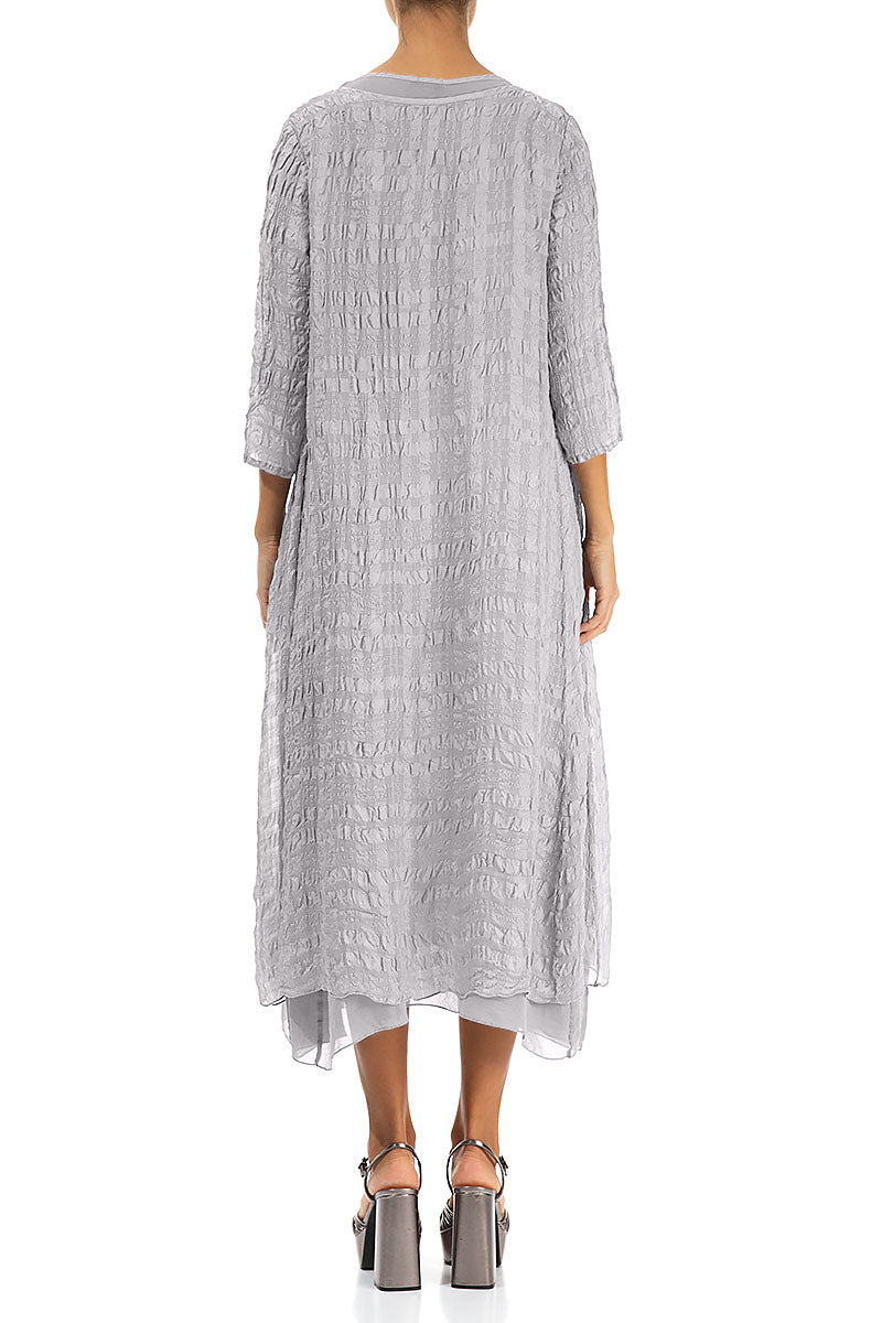 Layered Lilac Grey Textured Light Silk Dress
