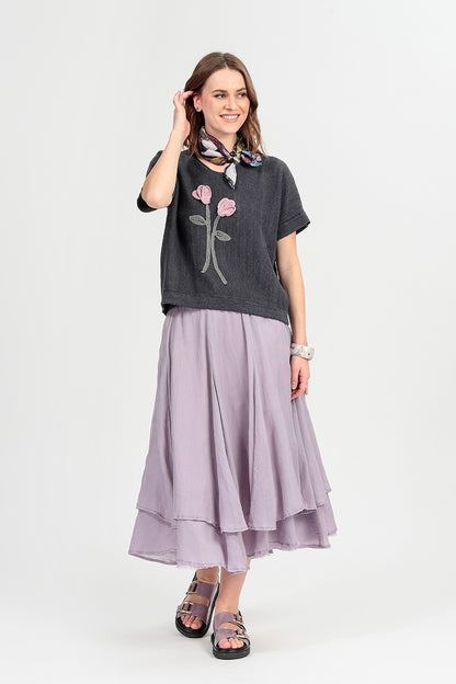 Layered Lilac Silk Cotton Skirt 5