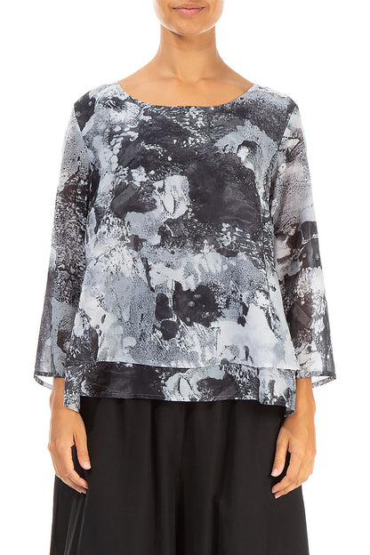 Layered Marble Silk Cotton Blouse