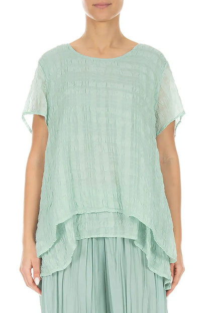 Layered Mint Light Silk Blouse 1