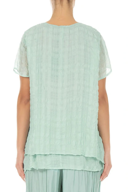 Layered Mint Light Silk Blouse 2
