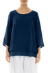 Layered Navy Gauze Linen Blouse 1