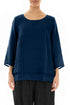 Layered Navy Gauze Linen Blouse 1
