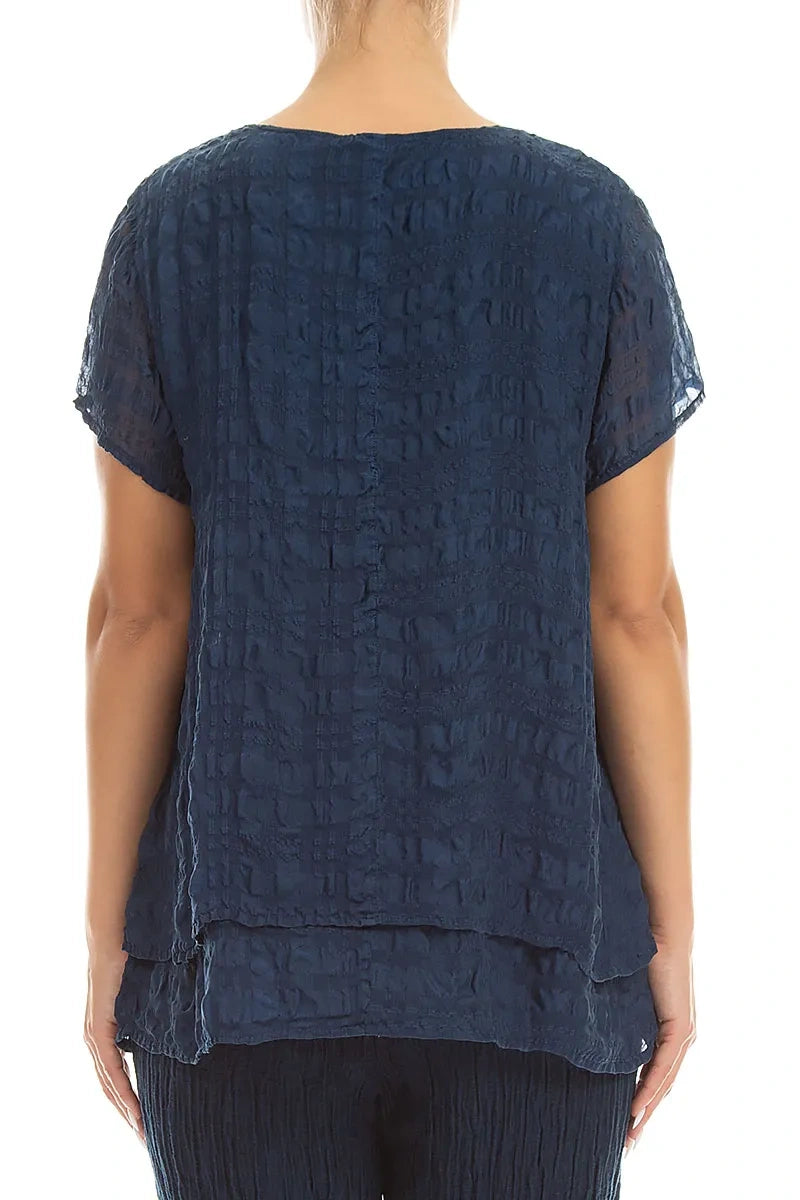 Layered Navy Light Silk Blouse 2