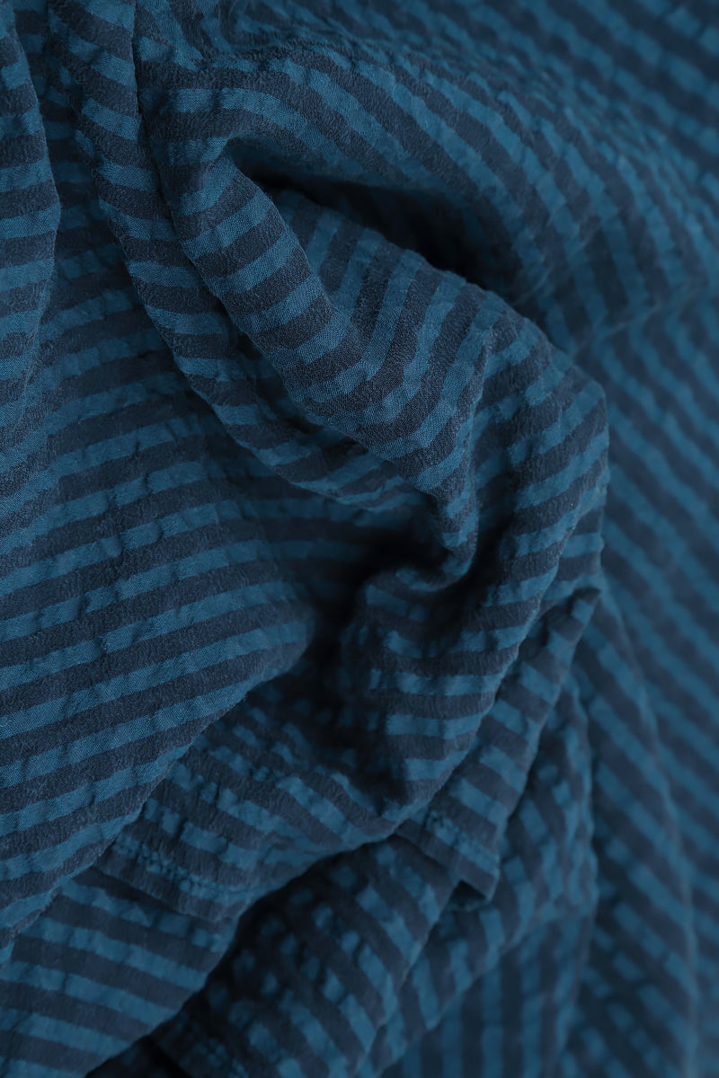 Layered Navy Textured Silk Blouse 5