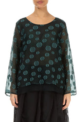 Layered Peacock Bubbles Silk Blouse 2