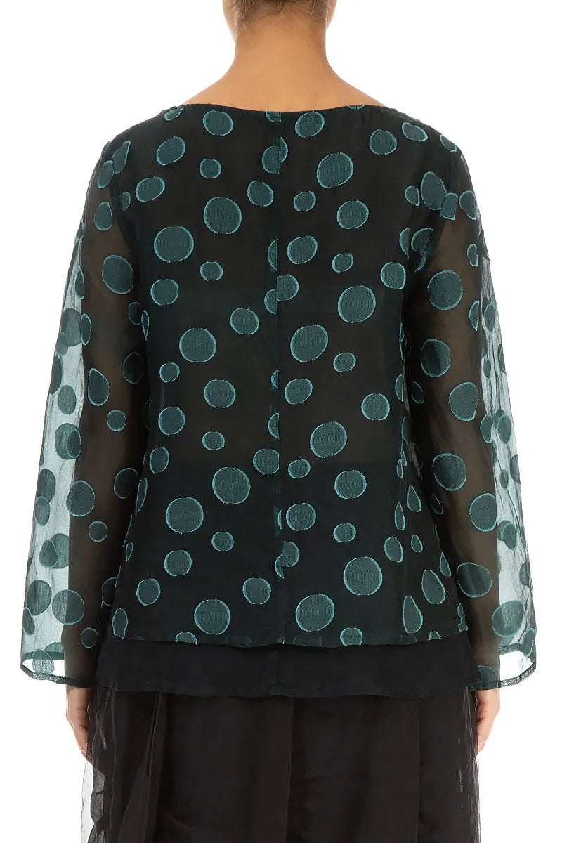 Layered Peacock Bubbles Silk Blouse 3