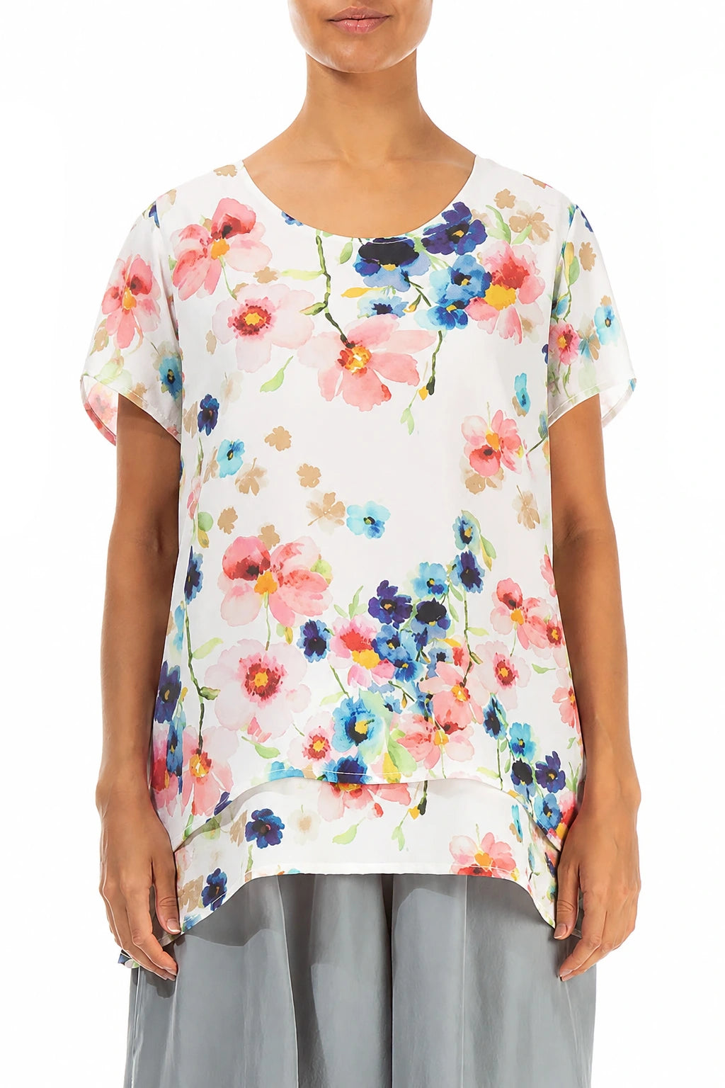 Layered Primrose Silk Bamboo Blouse