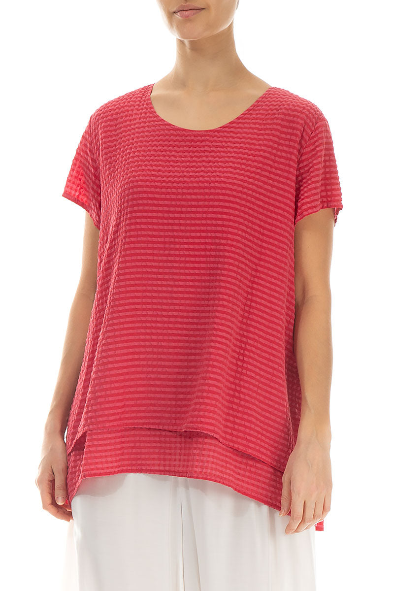 Layered Raspberry Textured Silk Blouse – grizas.com