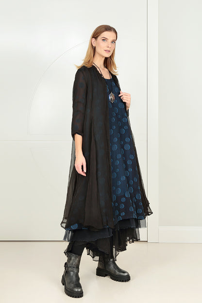 Layered Royal Blue Bubbles Silk Dress 6