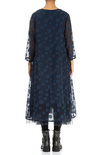 Layered Royal Blue Bubbles Silk Dress 2