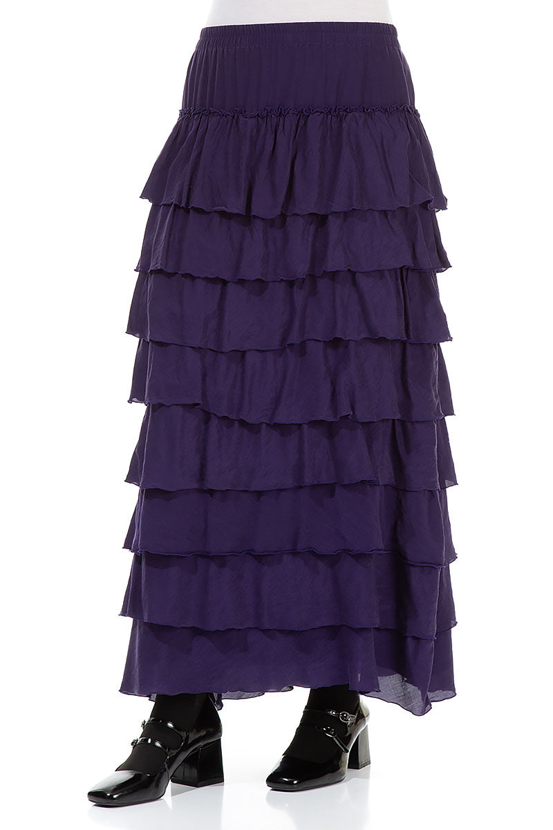 Layered Royal Purple Silk Bamboo Skirt