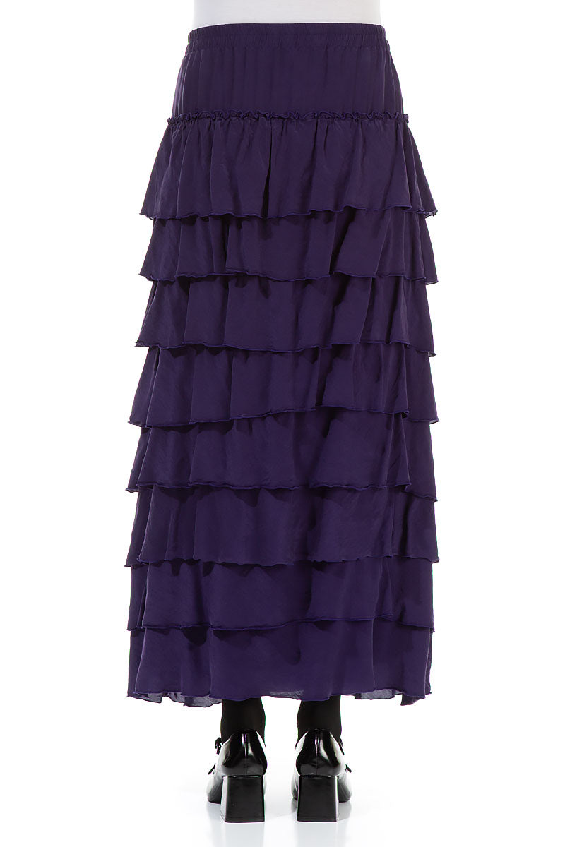 Layered Royal Purple Silk Bamboo Skirt